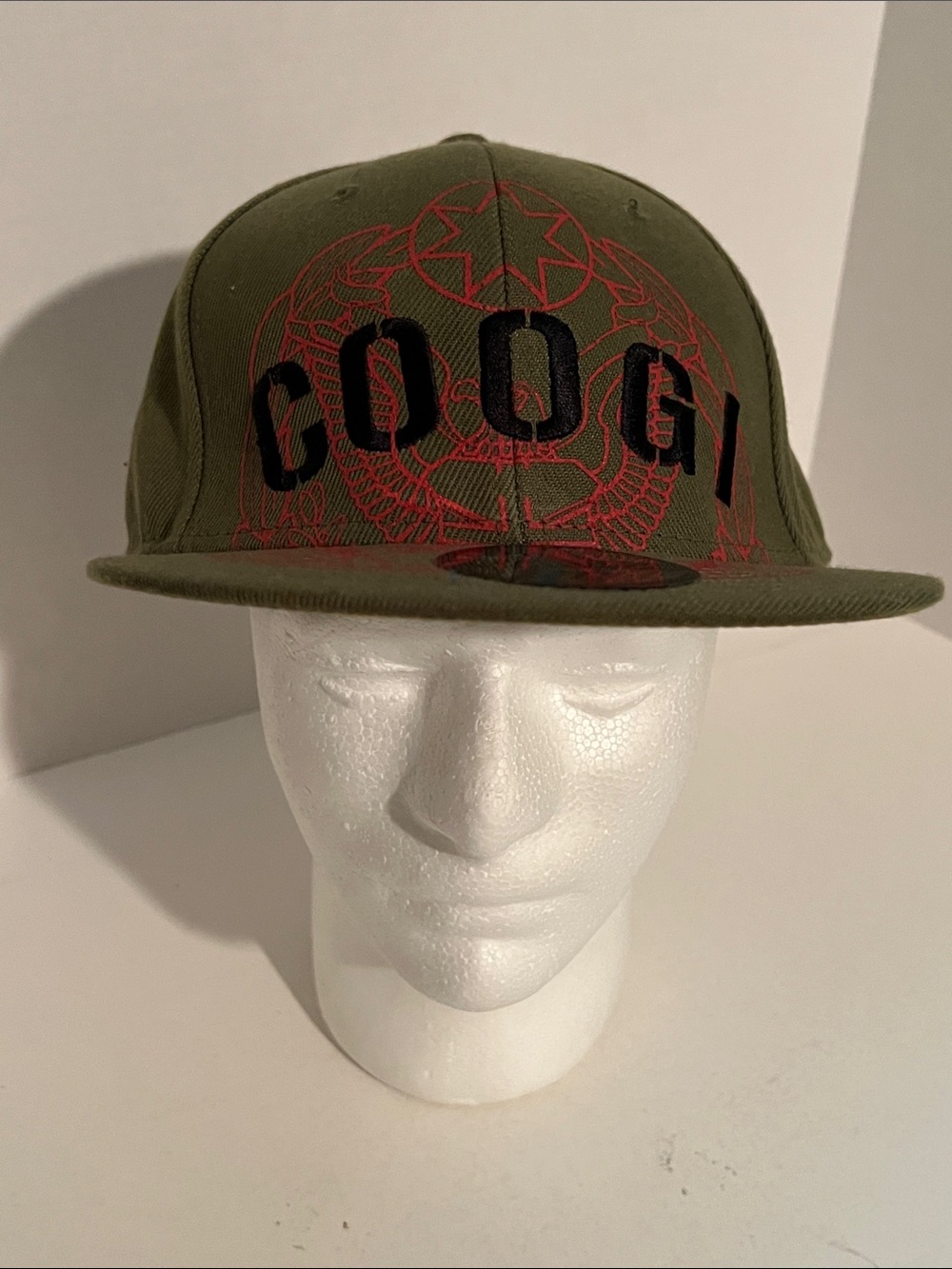 Coogi Olive Green Fitted Flat-Brim Cap — Size 7½